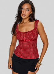 Garconne Top Red Polka Dot