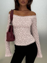 Mochapella Off The Shoulder Top Soft Pink