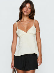 Had Me At Hello Lace Trim Floral Detail Top Cream