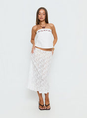 Ahera Floral Detail Strapless Top White