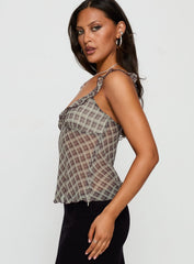 Zayliah Frill Detail Top Wine Check