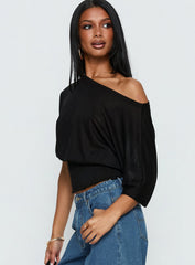 Dayten Off Shoulder Sheer Top Black