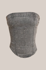 The Kai Rhinestone Corset in Grey