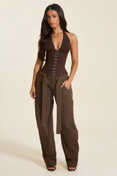 The Nola Corset Top in Brown