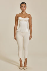 The Sasha Satin Corset Top in Stone