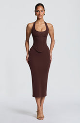 Roberta Midi Dress - Plum Brown
