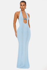 Azura Knit Maxi Dress in Blue