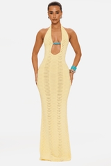 Azura Knit Maxi Dress in Yellow