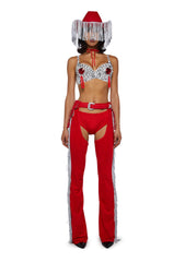 Giddy Up Rhinestone Cowgirl Costume - Red