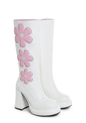 Groovy Shindig Platform Boots - White