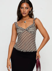 Zayliah Frill Detail Top Wine Check