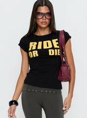 Ride Or Die Graphic Top Black / Yellow