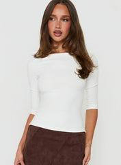 Daily Define Boatneck 3/4 Sleeve Top White