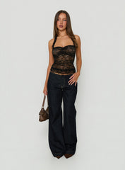 Fantasize Lace Halter Top Black