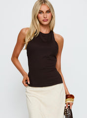 Harlene Back Detail Top Brown