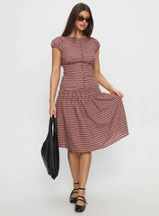 Alixandra Puff Sleeve Blouse Top Red Check