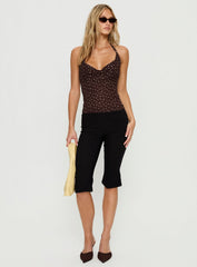 Geovana Plunge Neck Top Brown / Beige Bambi