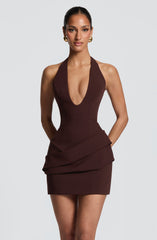Adaline Mini Dress - Plum Brown