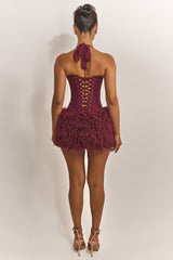 The Zadie Lace Up Corset Top in Wine