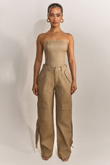 The Zeda Corset in Light Brown Wash