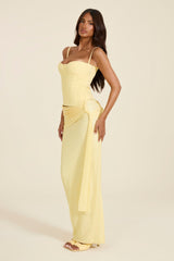 The Lexi Lace Corset Top in Butter Yellow