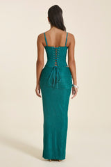 The Lexi Lace Corset Top in Teal