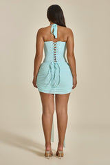 The Zadie Lace Up Corset Top in Baby Blue