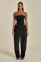 Kai Rhinestone Corset in Black
