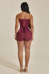 The Sasha Satin Corset Top in Wine