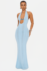 Azura Knit Maxi Dress in Blue