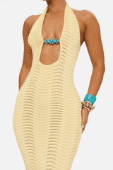 Azura Knit Maxi Dress in Yellow