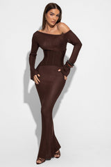 Darcy Knit Maxi Dress in Brown