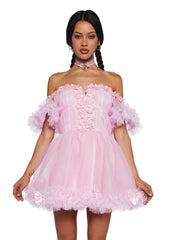 Winter Rose Mini Dress - Pink
